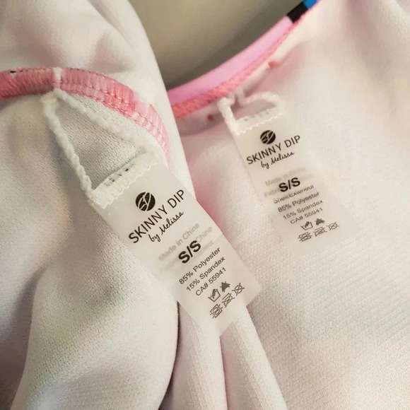 2/$25-Skinny Dip S Bikini-Barbie Retro 90s Print Pink Abstract Size Small NWT - Picture 12 of 15